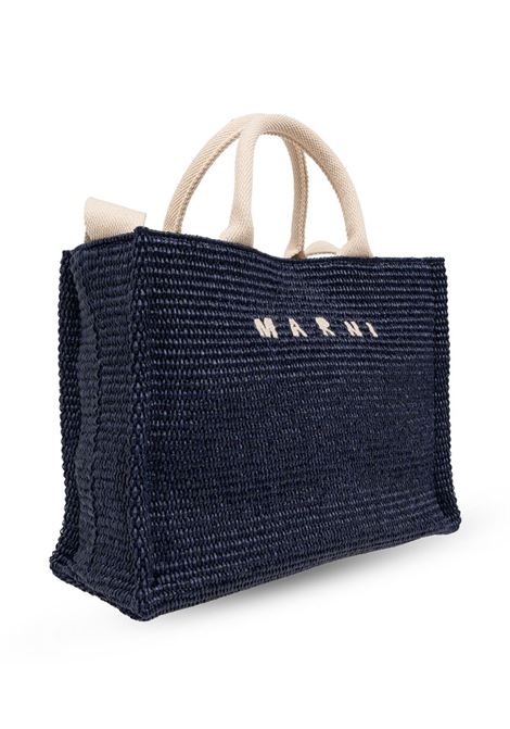 small rafia tote bag woman navy MARNI | SHMP0077U0 P386000B90